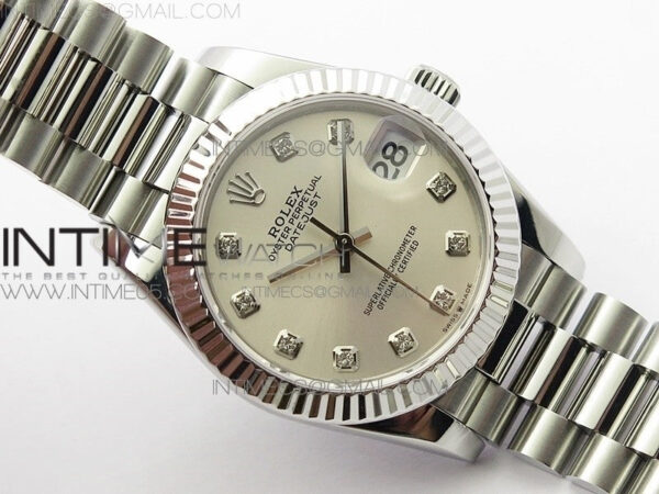 Datejust 31mm 278275 SS BP Best Edition Silver Crystals Markers Dial on RG President Bracelet – Bild 2