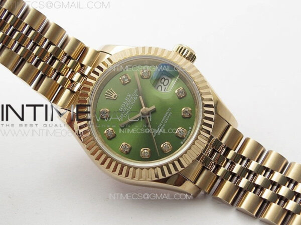 Datejust 28mm 279179 RG APSF Best Edition Green Dial Crystals Markers on SS Jubilee Bracelet NH05 – Bild 2