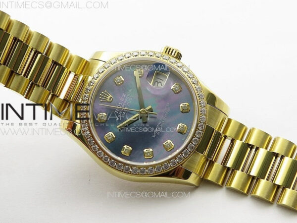 DateJust 31mm 178271 YG APSF Best Edition Blue MOP Dial Crystal Markers on President Bracelet A2824 – Bild 3