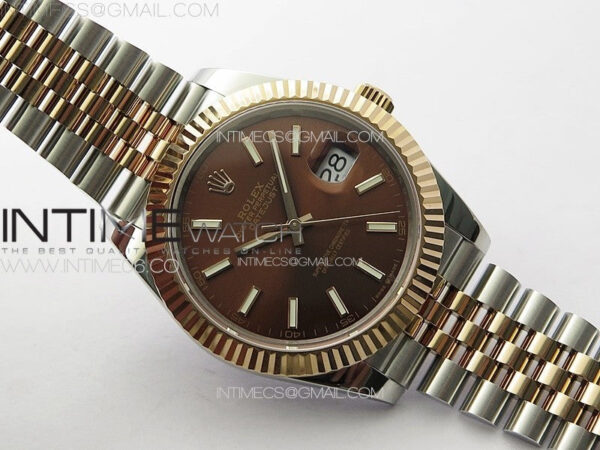 DateJust 41 126331 904L SS/RG GMF 1:1 Best Edition Rrown Dial Sticks Markers On Jubilee Bracelet VR3235 – Bild 4
