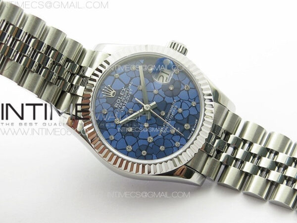 DateJust 31mm 72610 SS APSF Best Edition Blue Flowers Crystals Dial on Jubilee Bracelet A2824 – Bild 2