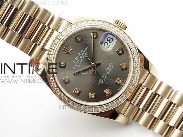 Datejust 31mm 278275 RG Dia Bezel BP Best Edition Gray Crystal Markers Dial on RG President Bracelet – Bild 2