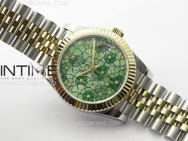 DateJust 31mm 278274 904L SS/YG GMF Best Edition Green Flowers Crystals Dial on 904L SS/YG Jubilee Bracelet A2824 – Bild 2