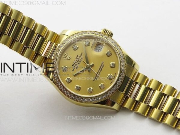 DateJust 31mm 178271 YG APSF Best Edition YG Dial Crystal Markers on President Bracelet A2824 – Bild 2