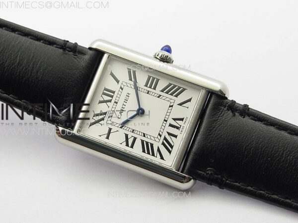 Tank Louis Ladies 25mm SS 8848F 1:1 Best Edition White Dial on Black Leather Strap Ronda Quartz – Bild 2