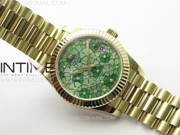DateJust 31mm 278274 YG GMF Best Edition Green Flowers Crystals Dial on YG President Bracelet A2824 – Bild 2