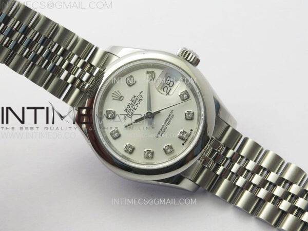 Datejust 28mm 279166 Smooth Bezel SS APSF Best Edition White MOP Dial Crystals Markers on SS Jubilee Bracelet NH05 – Bild 2