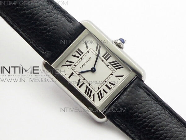Tank Solo Ladies 25mm SS AF 1:1 Best Edition White Dial on Black Leather Strap Ronda Quartz – Bild 2