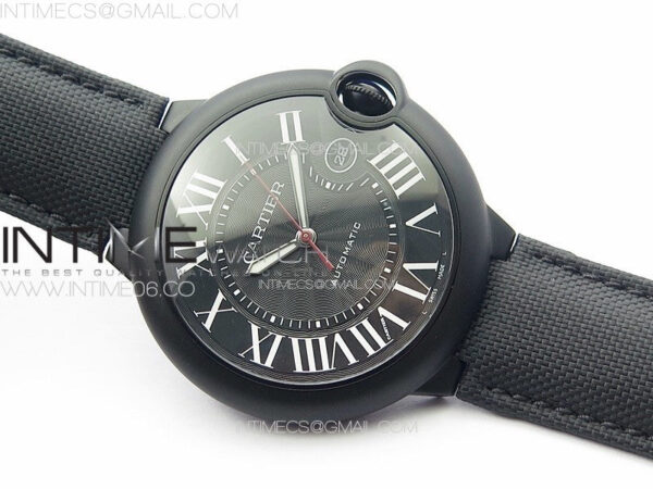 Ballon Bleu 42mm DLC K3F 1:1 Best Edition Black Texture Dial on Black Leather Strap A2824 – Bild 2