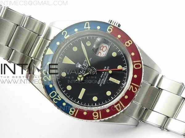 Vintage GMT Master 6542 Blue/Red Bezel B12 Black Dial on SS Bracelet A2836 – Bild 2