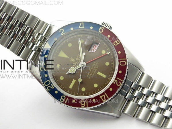 Vintage GMT Master 6542 Blue/Red Bezel B12 Tropical Brown Dial on SS Jubilee Bracelet A2836 – Bild 2