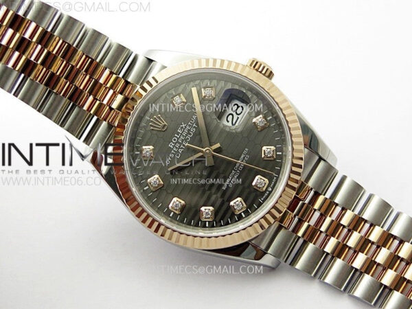 DateJust 36 SS 126231 904L SS/RG VSF 1:1 Best Edition Gray Fluted Dial Diamonds Markers on Jubilee Bracelet VS3235 – Bild 2