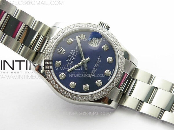 DateJust 31mm 178271 SS Crystal Bezel APSF Best Edition Blue Dial Crystal Markers on Oyster Bracelet A2824 – Bild 2