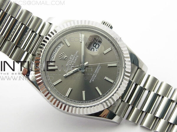 Day Date 40mm SS BP 1:1 Best Edition Gray Stick Dial on SS Bracelet A2836 – Bild 3