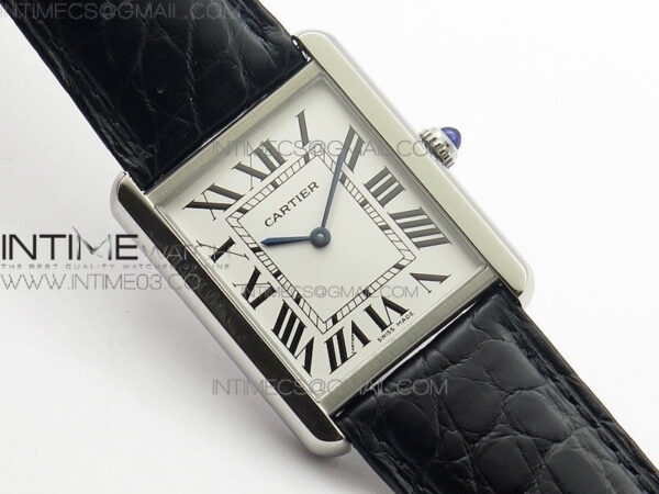 Tank Solo Ladies 28mm SS AF 1:1 Best Edition White Dial on Black Leather Strap Ronda Quartz – Bild 2