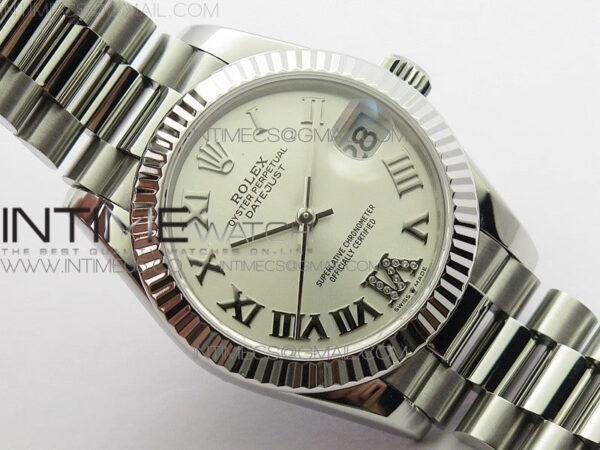 Datejust 31mm 278275 SS BP Best Edition Silver Roman Markers Dial(@6 Crystal Makrer) on SS President Bracelet – Bild 2