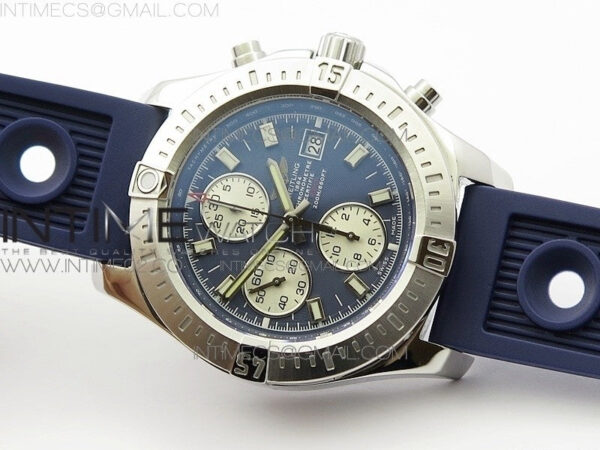 Challenger Chronograph SS Blue Dial on Rubber Strap A7750 (Free rubber strap) – Bild 2