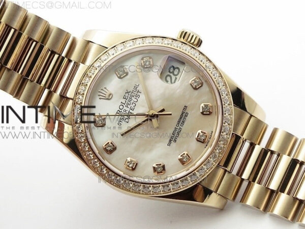 Datejust 31mm 278275 RG Dia Bezel BP Best Edition White MOP Crystal Markers Dial on RG President Bracelet – Bild 2