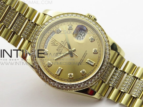 Day-Date 36 128235 YG/Crystal BP Best Edition YG Crystal Marker Dial on YG President Bracelet A2836 – Bild 2