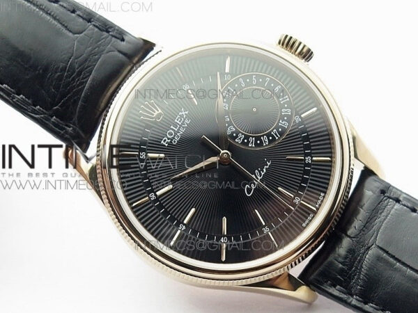 Cellini 50519 Real Date RG BP Best Edition Black Dial Stick Markers on Black Leather Strap SA3165 – Bild 2