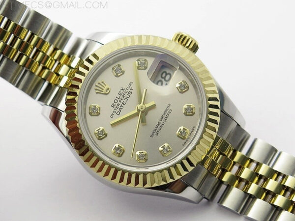 Datejust 28mm 279173 SS/YG BP Best Edition Silver Crystals Markers Dial on SS/YG Jubilee Bracelet ETA2671 – Bild 2