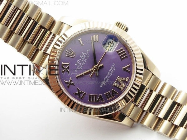 Datejust 31mm 278275 RG BP Best Edition Purple Roman Markers Dial @6 Dia on RG President Bracelet – Bild 2
