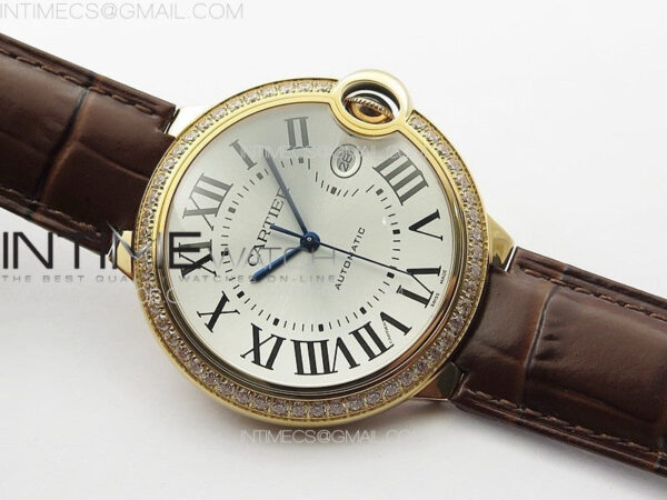 Ballon White 42mm Double Diamonds Bezel RG K3F 1:1 Best Edition White Texture Dial on Black Leather Strap A2824 – Bild 2