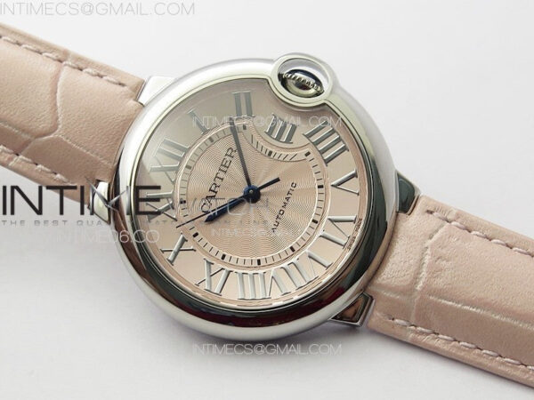 Ballon Bleu 36mm SS K3F 1:1 Best Edition Pink Textured Dial on Pink Leather Strap A076 – Bild 2