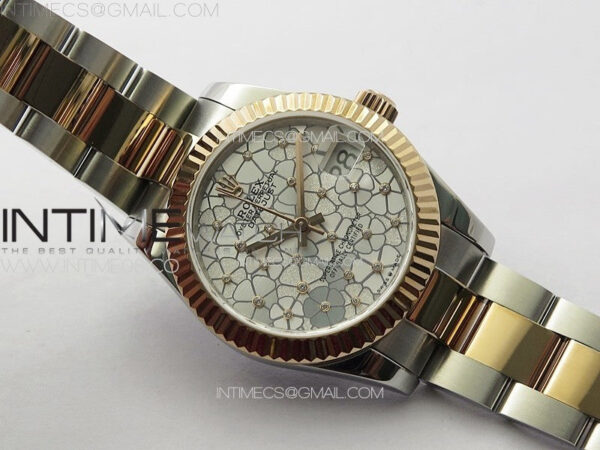 DateJust 31mm 278274 904L SS/RG GMF Best Edition Silver Flowers Crystals Dial on 904L SS/RG Oyster Bracelet A2824 – Bild 2