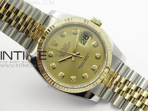 DateJust 36 SS/YG 116233 ARF 1:1 Best Edition 904L Steel Gold Dial Diamonds Markers on Jubilee Bracelet SH3135 V2 – Bild 2