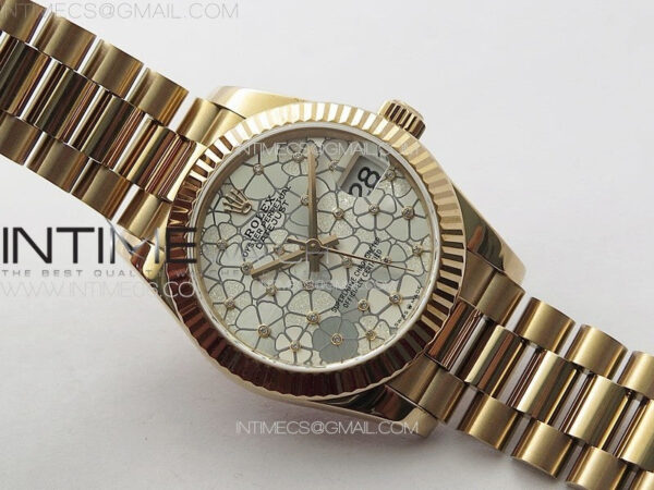 DateJust 31mm 278274 RG GMF Best Edition Silver Flowers Crystals Dial on RG President Bracelet A2824 – Bild 2