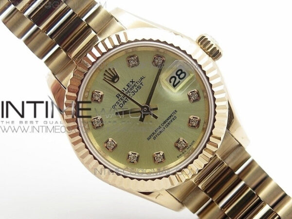 DateJust 28mm RG Diamond Bezel BP Best Edition White Rose gold Dial on RG Bracelet ETA2671 – Bild 3