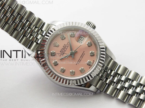 Datejust 28mm 279179 SS APSF Best Edition Pink Dial Crystals Markers on SS Jubilee Bracelet NH05 – Bild 2