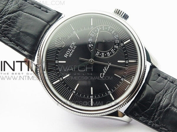 Cellini 50519 Real Date SS BP Best Edition Black Dial Sticks Markers on Black Leather Strap SA3165 – Bild 2