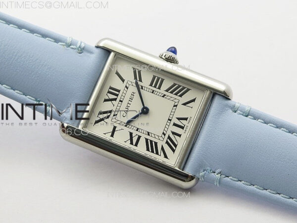 Tank Louis Ladies 25mm SS 8848F 1:1 Best Edition White Dial on Blue Leather Strap Ronda Quartz – Bild 2