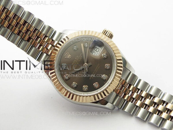 Datejust 28mm 279179 SS/RG APSF Best Edition Brown Dial Crystals Markers on SS/RG Jubilee Bracelet NH05 – Bild 2