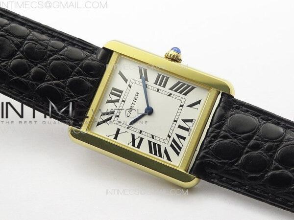 Tank Solo Ladies 28mm YG K11F 1:1 Best Edition White Dial on Black Coroc Leather Strap Ronda Quartz – Bild 2
