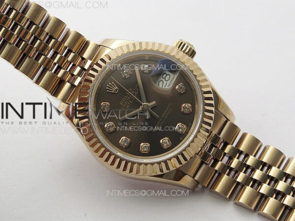 Datejust 28mm 279179 RG APSF Best Edition Brown Dial Crystals Markers on SS Jubilee Bracelet NH05 – Bild 2
