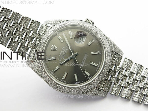 DateJust 41 126334 Full Paved Diamonds BP Best Edition Rhodium Dial Stick Markers on Jubilee Bracelet A2824 – Bild 3