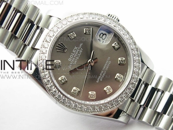 Datejust 31mm 278275 SS Crystal bezel BP Best Edition Gray Dial(@6 Crystal Marker) on SS President Bracelet – Bild 2