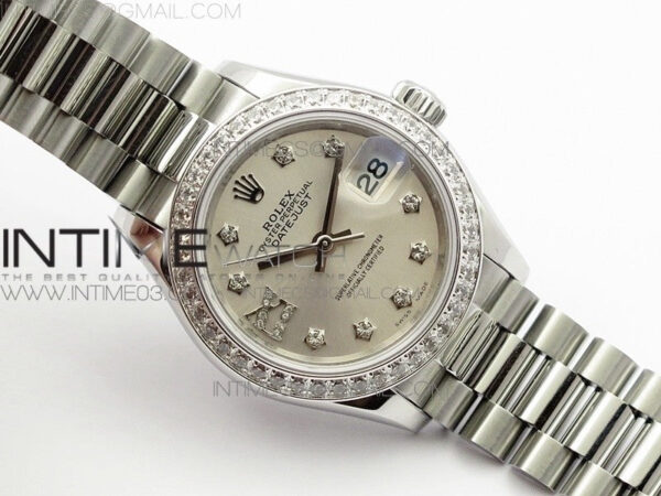 DateJust 28mm SS Diamond Bezel BP Best Edition Silver Dial on SS Bracelet ETA2671 – Bild 2