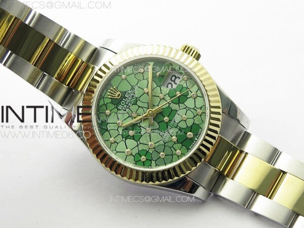 DateJust 31mm 278274 904L SS/YG GMF Best Edition Green Flowers Crystals Dial on 904L SS/YG Oyster Bracelet A2824 – Bild 2