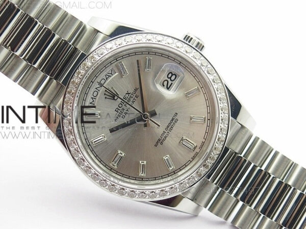 Day-Date 40 SS BP 1:1 Best 228239 Diamond Bezel Gray Dial on SS Bracelet – Bild 2