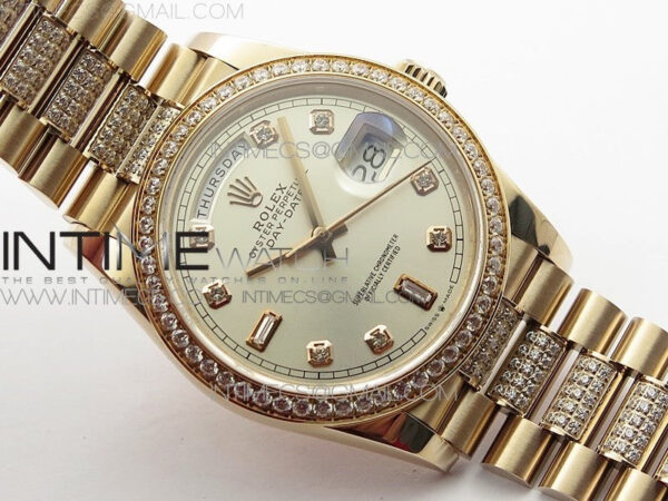 Day-Date 36 128235 RG/Crystal BP Best Edition Silver Crystal Marker Dial on RG President Bracelet A2836 – Bild 2
