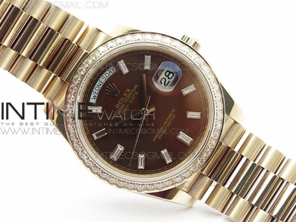 Day-Date 40 RG BP 1:1 Best 228239 Brown Diamond Sticks Dial Bezel on SS Bracelet – Bild 2