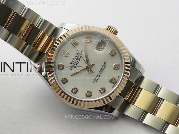 DateJust 31mm 72610 SS/RG APSF Best Edition White MOP Dial Crystals Markers on Oyster Bracelet A2824 – Bild 3