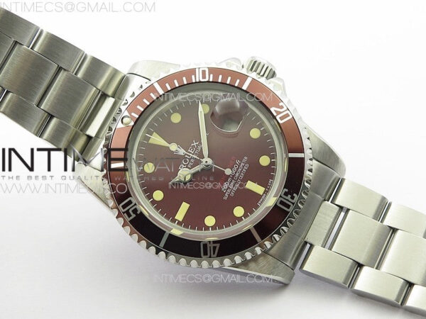 Vintage Submariner 1680 SS JKF Best Edition Tropical Red Dial on SS Bracelet A2836 – Bild 2