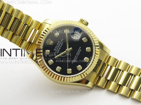 DateJust 31mm 178271 YG APSF Best Edition Black Dial Crystal Markers on President Bracelet A2824 – Bild 2