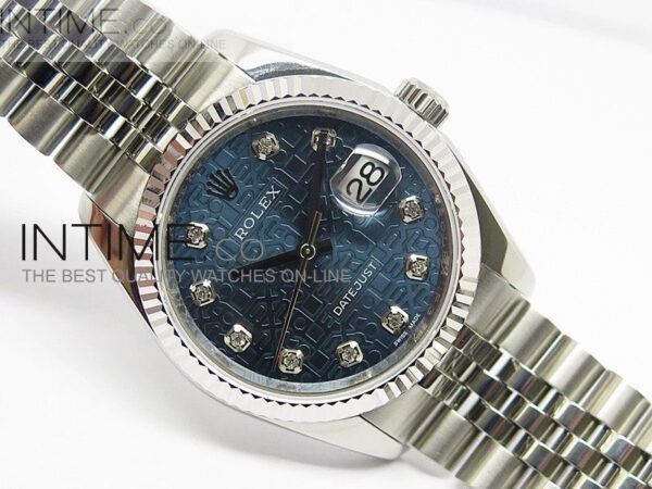 DateJust 116234 SS Blue Textured Dial Diamond Markers on SS Bracelet SA3135 – Bild 2