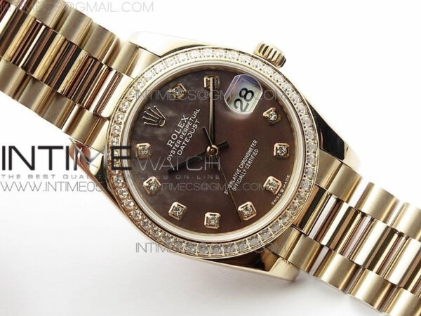 Datejust 31mm 278275 RG BP Best Edition Dia Bezel Brown Roman Crystal Markers Dial on RG President Bracelet – Bild 2